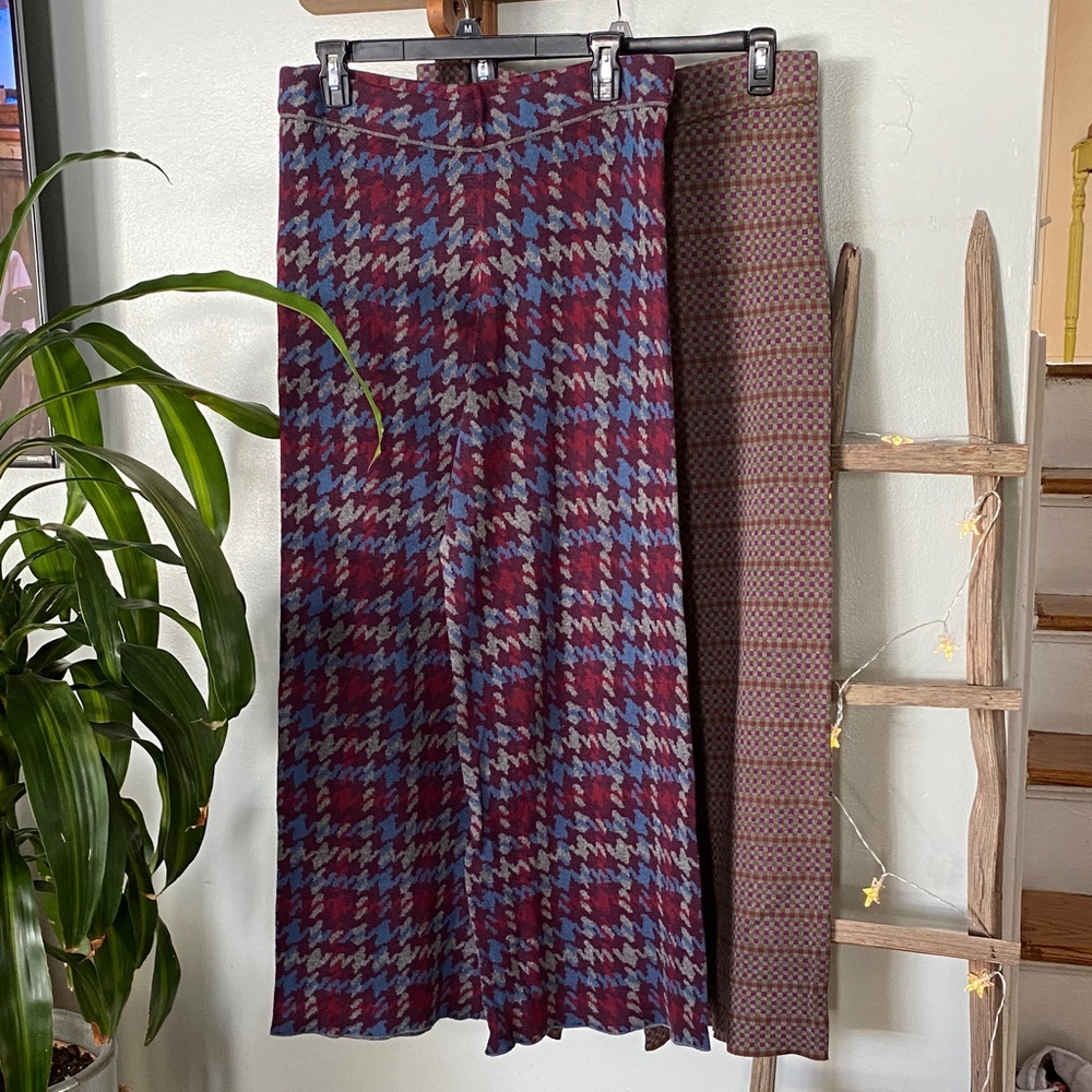 Stylish Houndstooth Women’s knit wide leg pants